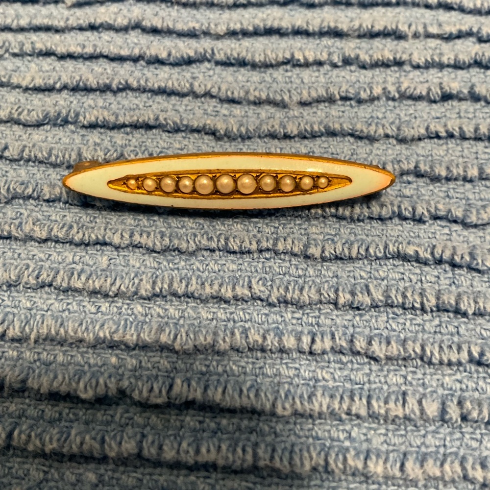 Antique seed pearl and enamel bar pin